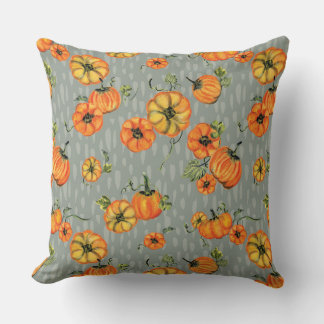 Coussin Aquarelle Peinte Citrouilles d'Automne Orange/Beig