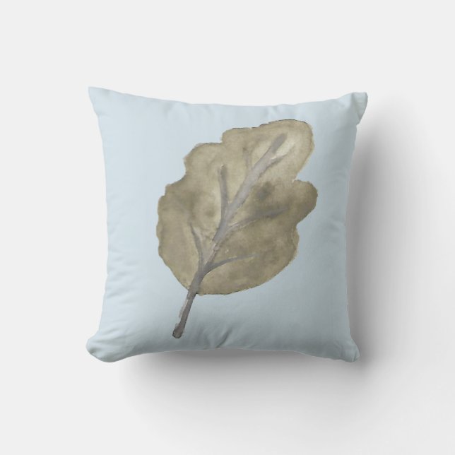 Coussin Aquarelle peinte en feuilles de chêne (Recto)