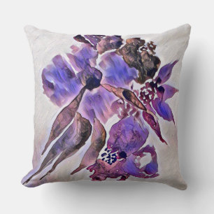 Coussin Aquarelle Peinture florale violette et violette