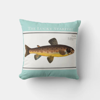 Coussin Aquarelle personnalisée de pêche de truite vintage