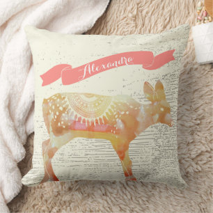 Coussin Aquarelle personnalisée Fawn Apricot Bannière