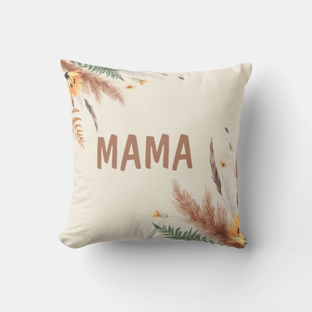 Coussin Aquarelle personnalisée Pampas Grass Nom personnal (Recto)