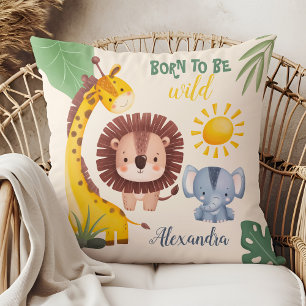 Coussin Aquarelle personnalisée Safari Animaux