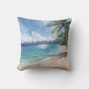 Coussin Aquarelle Plage Hawaï