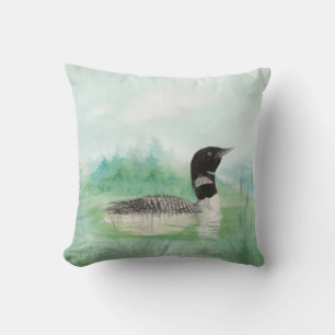 Coussin Aquarelle Plaine commune Sauvage Peinture d'oiseau