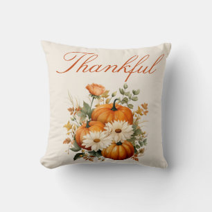 Coussin Aquarelle plaisante Citrouille Floral Automne Auto