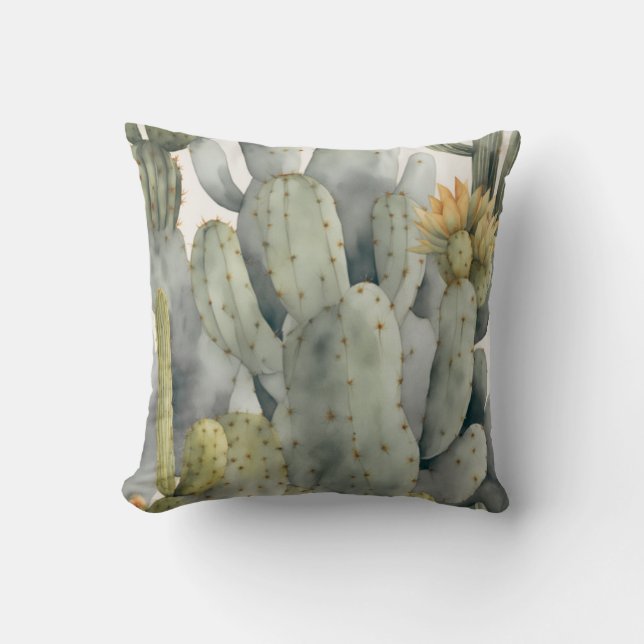 Coussin Aquarelle Plante Cactus (Recto)