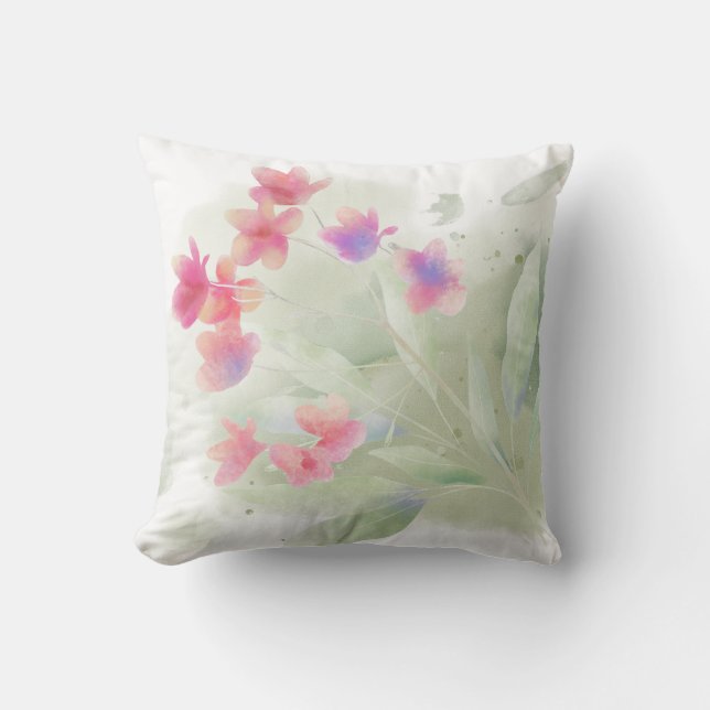 Coussin Aquarelle Plumeria rose (Recto)