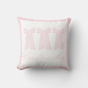 Coussin Aquarelle Preppy Rose En vichy Bow