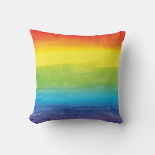Coussin Aquarelle Rainbow Pride brillante et vive