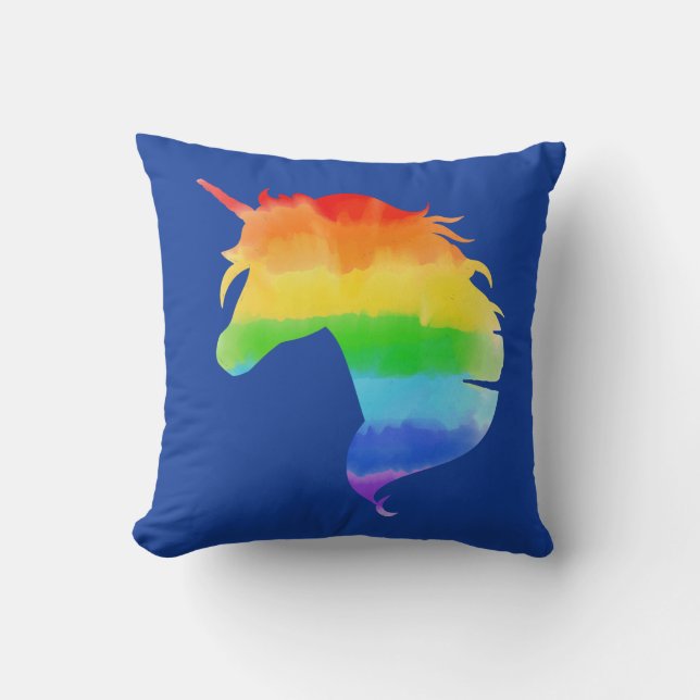 Coussin Aquarelle Rainbow Unicorn (Recto)