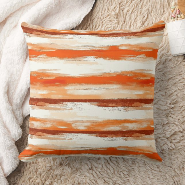 Coussin Aquarelle rayée dans les tons café et orange (Couverture)