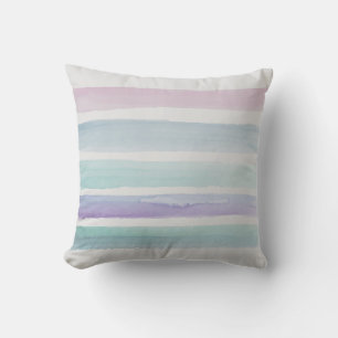 Coussin aquarelle rayures violet et bleu style moderne