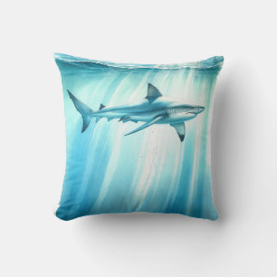 Coussin Aquarelle Requin d'océan sous-marin 