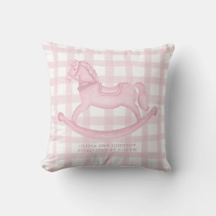 Coussin Aquarelle rose Bébé Fille Naissance Statistiques P
