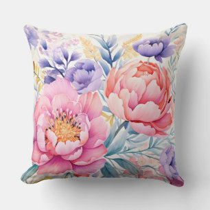 Coussin Aquarelle rose et violet