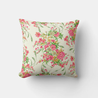 Coussin aquarelle rose fleur motif abstrait, art, dos