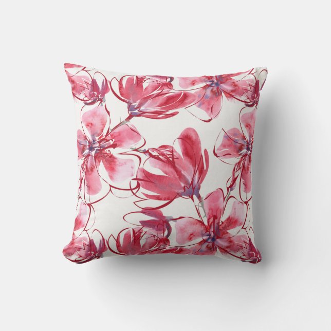 Coussin Aquarelle rose foncé (Recto)