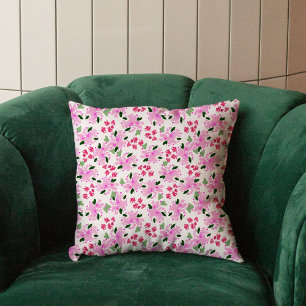Coussin Aquarelle rose Fuchsia Jardin Floral Jardin Jeu d'