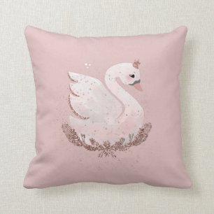Coussin Aquarelle rose Gold Swan
