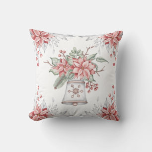 Coussin Aquarelle rose Mistletoe de Noël Bell