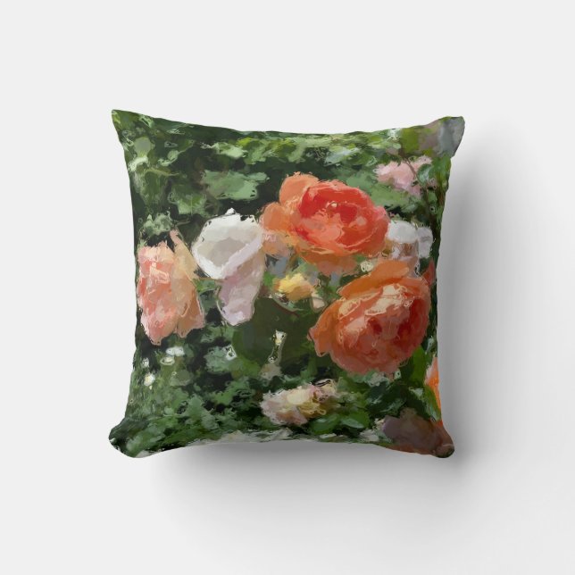 Coussin Aquarelle Rose orange (Recto)