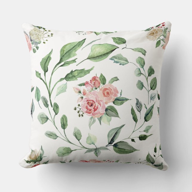 Coussin Aquarelle Rose pinces (Recto)
