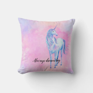 Coussin Aquarelle rose Purple Unicorne