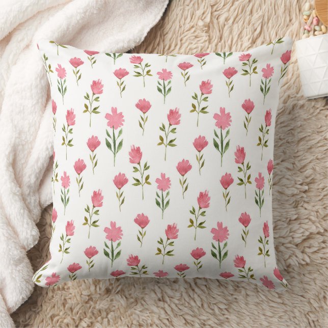 Coussin Aquarelle rose rouge Fleurs de printemps Motif (Couverture)