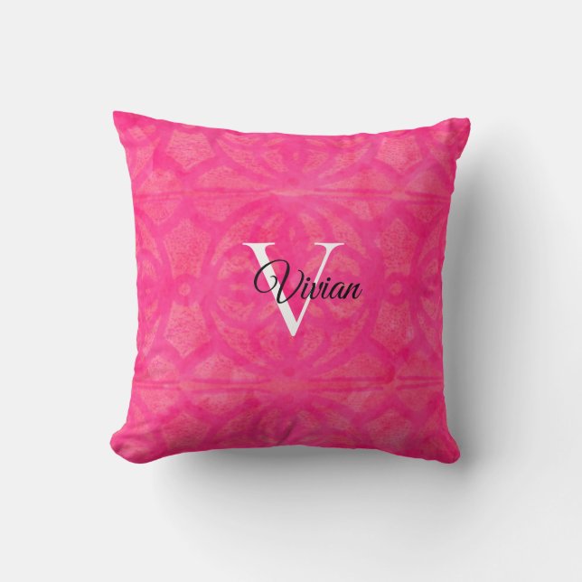 Coussin Aquarelle rose vif Jeu d'oreiller (Recto)