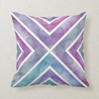 Coussin Aquarelle rose violet couleur géométrique Chevron