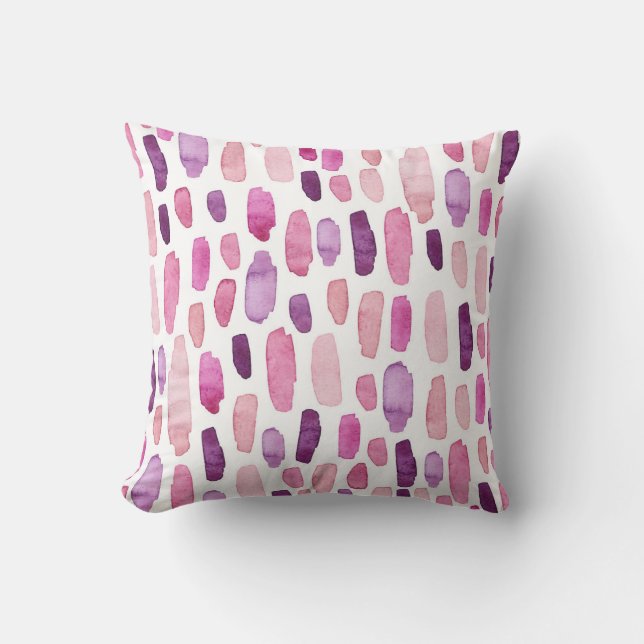 Coussin Aquarelle : Rose, Violet Motif. (Recto)