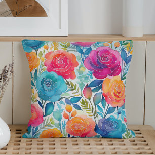 Coussin Aquarelle Roses Whimsical