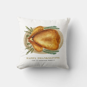Coussin Aquarelle rôtie diner Thanksgiving
