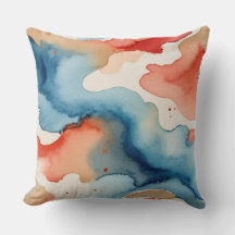 Aquarelle rouge, blanche et bleue abstraite