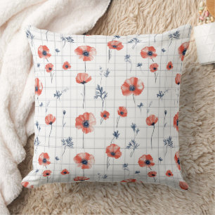 Coussin Aquarelle rouge Motif sur blanc