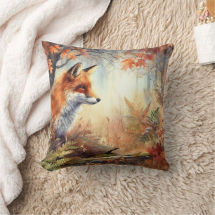 Coussin Aquarelle Rouge Renard Automne Couleur automne Nat