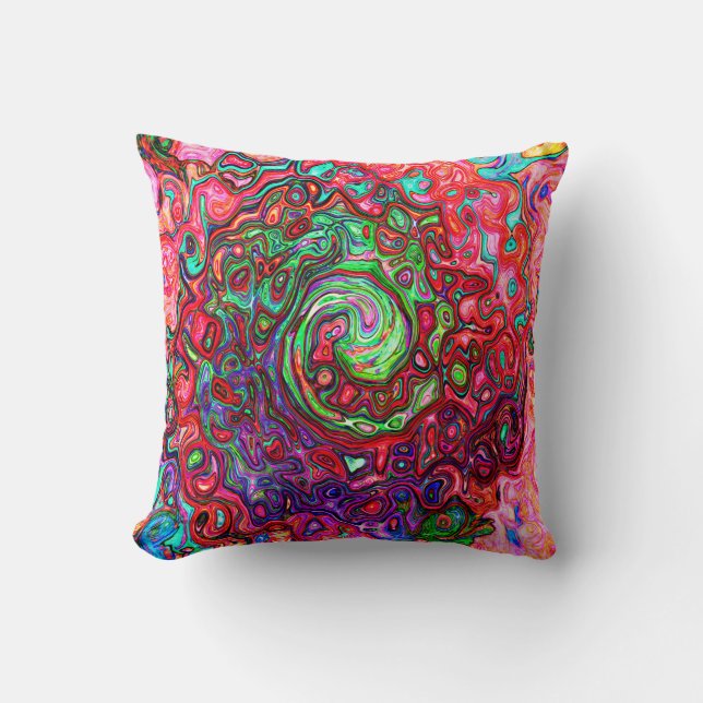 Coussin Aquarelle Rouge Super Abstrait Retro Liquid Swirl (Recto)