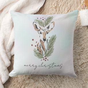 Coussin Aquarelle rustique Apcent vacances Cerfs