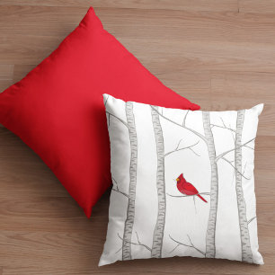 Coussin Aquarelle simple Bois Cardinal Rouge Boisier