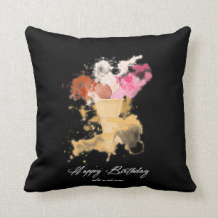 Coussin Aquarelle Splatter Anniversaire Glace