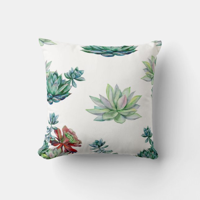 Coussin Aquarelle succulent sans soudure motif, echeverie  (Recto)