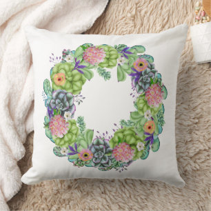 Coussin Aquarelle Succulente Courbe Florale