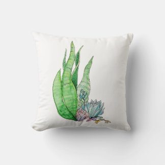 Coussin Aquarelle Succulente Végétation Botanique
