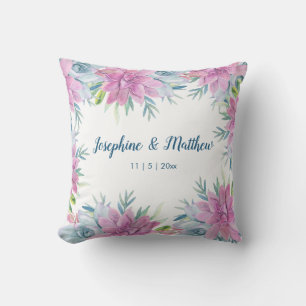 Coussin Aquarelle Succulents Mariage personnalisé