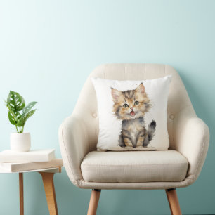 Coussin Aquarelle Tabby Kitten