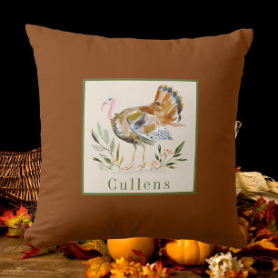 Coussin Aquarelle Thanksgiving Turquie personnalisée
