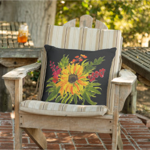 Coussin Aquarelle Tournesol mignon Moderne Plutôt