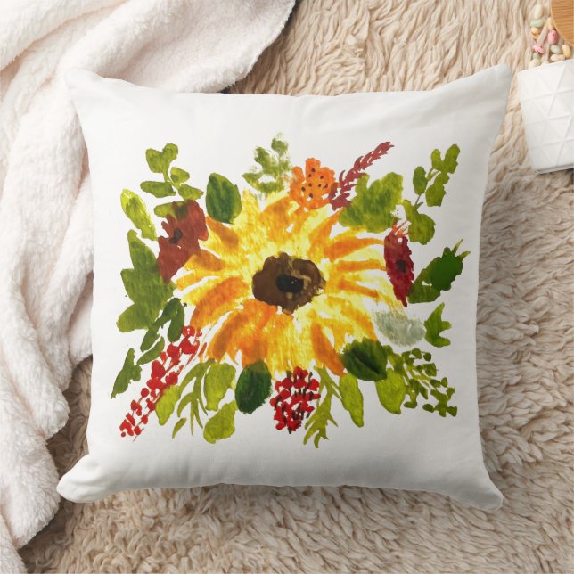 Coussin Aquarelle Tournesol mignon Moderne Plutôt (Couverture)