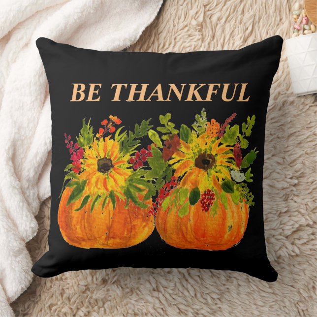 Coussin Aquarelle Tournesol Thanksgiving Citrouilles Autom (Couverture)